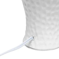 20.08" Traditional Ceramic Texture Imprint Winding Table Desk Lamp With Matching Fabric Shade White - Creekwood Home -Famous Lighting Store GUEST dc979a9a 6326 4ed1 8186 a856298a81f1