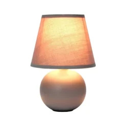 8.66" Petite Ceramic Orb Base Bedside Table Desk Lamp With Matching Tapered Drum Fabric Shade Gray - Creekwood Home -Famous Lighting Store GUEST ddcfae5f 0bcf 4f39 a04f ee5631056000