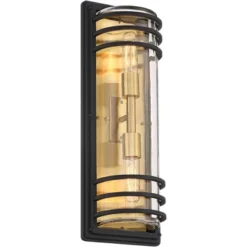 John Timberland Habitat Modern Outdoor Wall Light Fixture Black Brass Metal 21" Clear Glass For Post Exterior Barn Deck House Porch Yard Posts Patio -Famous Lighting Store GUEST e7aff8d7 b5f2 471b 826c bf78927fbe1a
