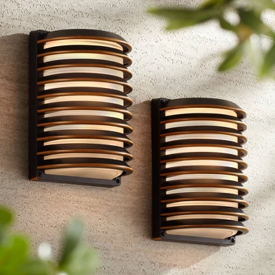 John Timberland Modern Industrial Outdoor Wall Lights Fixtures Set Of 2 Rubbed Bronze 10" Frosted Glass For Exterior House Porch 1 John Timberland Modern Industrial Outdoor Wall Lights Fixtures Set Of 2 Rubbed Bronze 10" Frosted Glass For Exterior House Porch