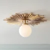 Possini Euro Design Hazel Modern Ceiling Light Semi Flush Mount Fixture 24" Wide Warm Brass White Globe Shade For Bedroom Kitchen Living Room Hallway