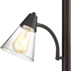 Franklin Iron Works Warwick Industrial Torchiere Floor Lamp With Side Lights 71 1/2" Tall Tiger Bronze LED Clear Seedy Glass For Living Room Reading -Famous Lighting Store GUEST ea3e2832 aa93 4608 867e b86e755fc252