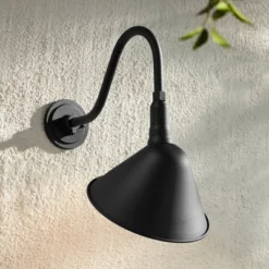 Franklin Iron Works Neihart Rustic Farmhouse Outdoor Barn Light Fixture Black Curving Gooseneck 18" For Post Exterior Barn Deck House Porch Yard Patio -Famous Lighting Store GUEST eb1b805e 7ec9 4abf a471 a778d1ad9895