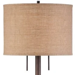 Possini Euro Design Garth Modern Floor Lamp Standing 63 1/2" Tall Oil Rubbed Bronze Burlap Fabric Drum Shade For Living Room Bedroom Office House Home -Famous Lighting Store GUEST eb1d5f9f 3c53 4a30 8ea3 da94abf22b1f