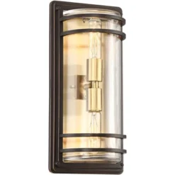 John Timberland Habitat Modern Outdoor Wall Light Fixture Bronze Warm Brass 16" Clear Glass For Post Exterior Barn Deck House Porch Yard Patio Home -Famous Lighting Store GUEST ebdc8dc4 9f46 4f67 887b 513b5144cd6c