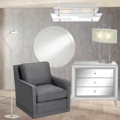 Possini Euro Design Charles Street Modern Desk Lamp 23" High Chrome Satin Nickel Frosted Slump Glass Shade For Bedroom Living Room Bedside Nightstand -Famous Lighting Store GUEST ee188d28 1b4e 4af1 8eec b5eefa3ae7cf