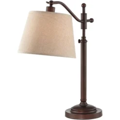 Regency Hill Downbridge Style Desk Table Lamp Adjustable Height 30.5" Tall Bronze Metal Tan Linen Look Shade For Living Room Bedroom Office -Famous Lighting Store GUEST ef1e5f47 3ba9 4e5b bcfb 6ca1fa209d26