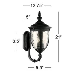 John Timberland Bellagio Vintage Rustic Outdoor Wall Light Fixture Textured Black Upbridge 21" Clear Hammered Glass For Post Exterior Barn Deck House -Famous Lighting Store GUEST f000e48b b687 40b6 8951 03ded90416ad