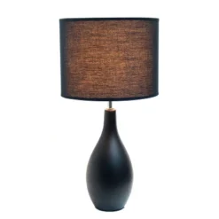 18.11" Traditional Standard Ceramic Dewdrop Table Desk Lamp With Matching Fabric Shade Black - Creekwood Home -Famous Lighting Store GUEST f1934d66 0385 4a70 abe3 85f53ecea216