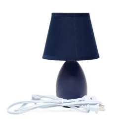 9.45" 2pk Petite Ceramic Oblong Bedside Table Desk Lamps With Matching Tapered Drum Shade Blue - Creekwood Home -Famous Lighting Store GUEST f197850e 5336 42c8 a7b7 71cd816acc0d
