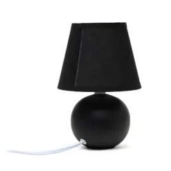 8.66" Petite Ceramic Orb Base Bedside Table Desk Lamp With Matching Tapered Drum Fabric Shade Black - Creekwood Home -Famous Lighting Store GUEST f19c5dc1 fa3e 4f43 8e54 53e81addc00c