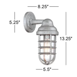 John Timberland Marlowe Industrial Outdoor Wall Light Fixture Galvanized Cage 13 1/4" Clear Glass For Post Exterior Barn Deck House Porch Yard Patio -Famous Lighting Store GUEST f220d01c 0ab9 449f aabc ddbb4adc068e