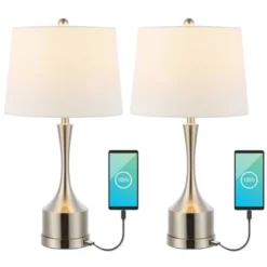 (Set Of 2) 26" Cooper Classic French Country Iron LED Table Lamp With USB Charging Port (Includes LED Light Bulb) - JONATHAN Y -Famous Lighting Store GUEST f275e1b6 aab4 4c18 9887 8fe98a06f743