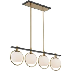 Possini Euro Design Carlyn Brass Black Linear Island Pendant Chandelier 33" Wide Modern White Glass Shade 4-Light LED Fixture For Dining Room Kitchen 12 Possini Euro Design Carlyn Brass Black Linear Island Pendant Chandelier 33" Wide Modern White Glass Shade 4-Light LED Fixture For Dining Room Kitchen -Famous Lighting Store GUEST f51208d1 1570 43e8 b074 e7299aff1864