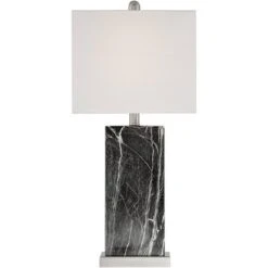 360 Lighting Connie Modern Table Lamps Set Of 2 With Black Marble Riser 25" High Black Faux Marble USB Charging Port White Rectangular Shade For Desk -Famous Lighting Store GUEST f8f54766 e697 4cb5 8e7c b9b55bfc3312