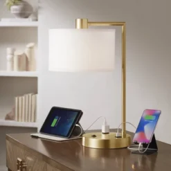 360 Lighting Colby Antique Gold Desk Lamps With Outlet And USB Port Set Of 2 -Famous Lighting Store GUEST fb9fc1fe 388f 44d7 825c 6da7e7393c29