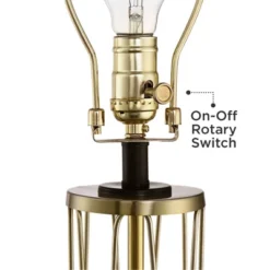 360 Lighting Nathan Modern Table Lamps 25 1/2" High Set Of 2 Gold Metal With USB Charging Ports Black Drum Shade For Bedroom Living Room Home Desk -Famous Lighting Store GUEST fd98c460 da77 4aad a69f 919a6f22e4d3