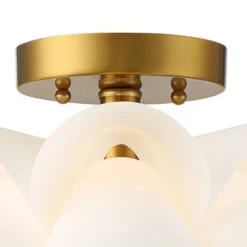 Possini Euro Design Modern Ceiling Light Semi Flush Mount Fixture White Flower Gold Metal 15 3/4" Wide Living Room Bedroom Kitchen -Famous Lighting Store GUEST fef6218a 716d 4463 96b6 83ff662f8639