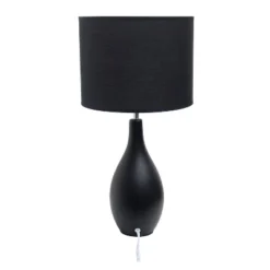 18.11" Traditional Standard Ceramic Dewdrop Table Desk Lamp With Matching Fabric Shade Black - Creekwood Home -Famous Lighting Store GUEST ffb0dac5 1c4e 4ce9 bbe2 b443bc1c456a